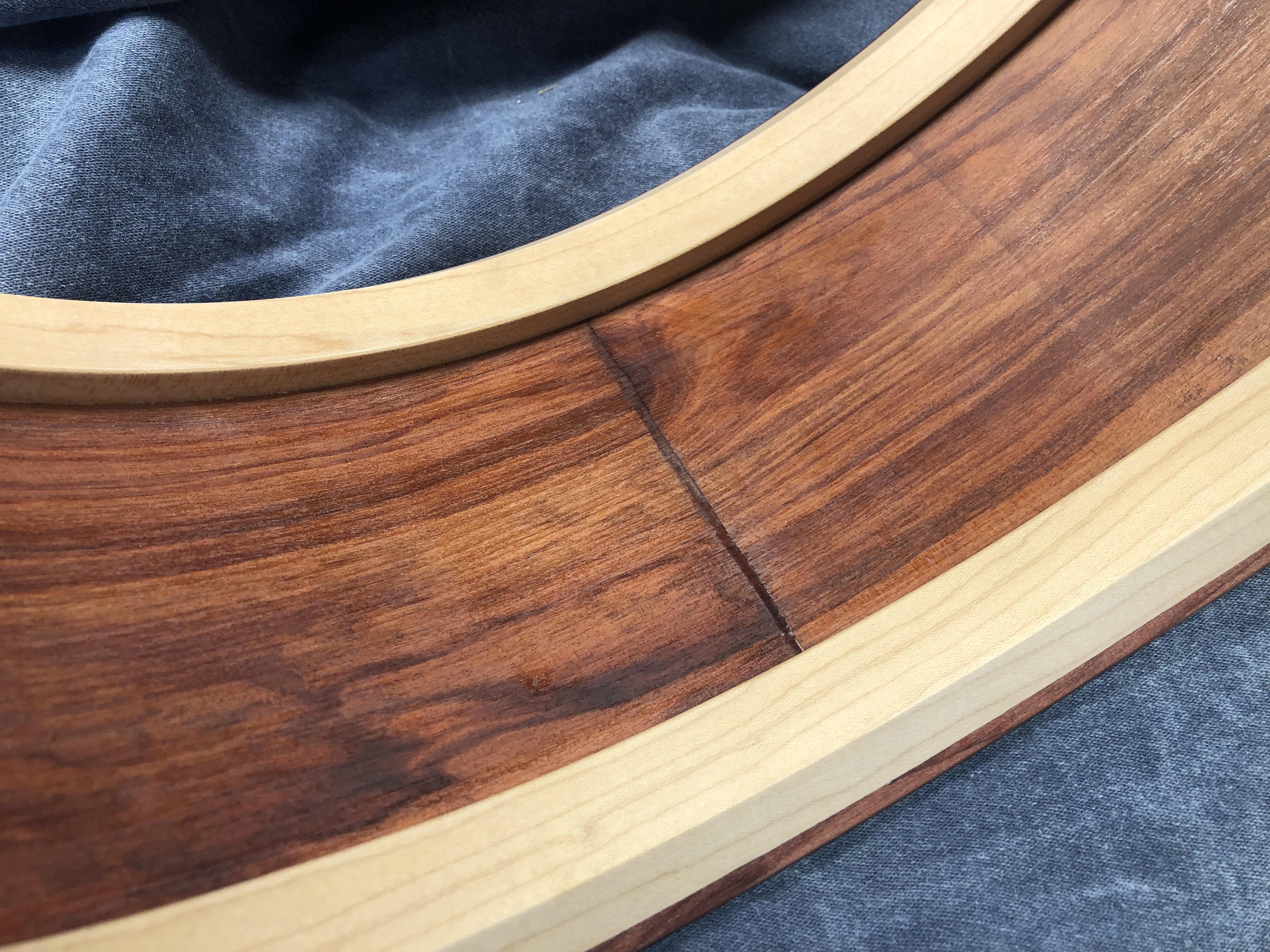 RV.100421.1       Steam Bent Solid Bloodwood Shell with Maple Reinforcing Hoops,                       5 1/2" x 14"